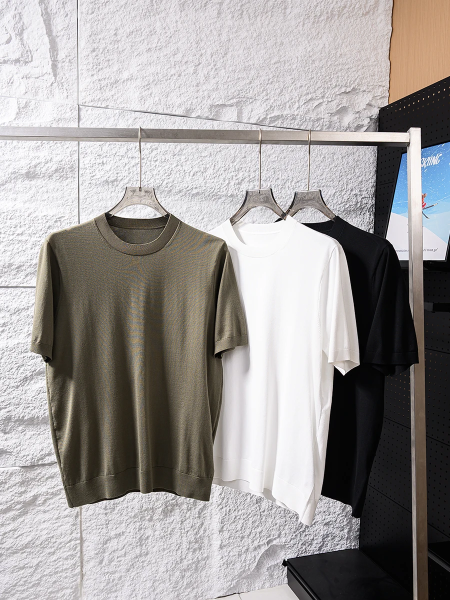 Elegant round Neck Short Sleeve Men's T-shirt Breathable Knitted Summer New Arrival Comfortable Youthful Style Pure Color Design
Elegant round Neck Short Sleeve Men's T-shirt Breathable Knitted Summer New Arrival Comfortable Youthful Style Pure Color Design