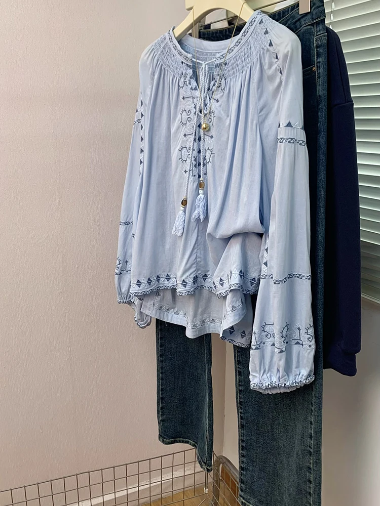 Женский льняной топ свободного кроя с вышивкой, лето 2022, новинка Sle V-Ne Bubble Sve, повседневный модный топ в Корейском стиле
Женский льняной топ свободного кроя с вышивкой, лето 2022, новинка Sle V-Ne Bubble Sve, повседневный модный топ в Корейском стиле