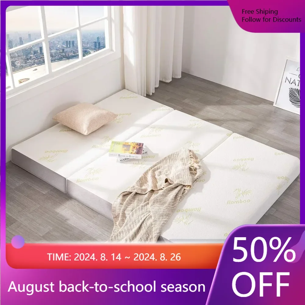 Folding Mattress, Memory Foam Tri-fold Mattress with Ultra Soft Bamboo Cover, Non-Slip Bottom & Breathable Mesh Sides 6-Inch
Folding Mattress, Memory Foam Tri-fold Mattress with Ultra Soft Bamboo Cover, Non-Slip Bottom & Breathable Mesh Sides 6-Inch