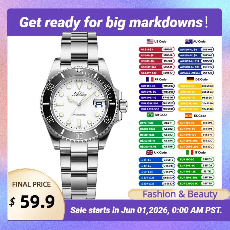 Addies Fashion Quartz Watch For Women Japan GM12 Stainless Steel Ceramic Bezel Waterproof Watches 36mm Ultra-Bright Luminous New
Addies Fashion Quartz Watch For Women Japan GM12 Stainless Steel Ceramic Bezel Waterproof Watches 36mm Ultra-Bright Luminous New