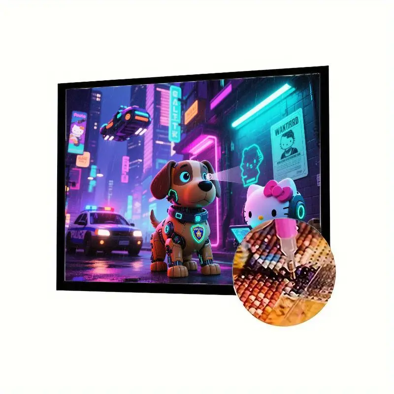 1PC Cyberpunk Neon City Diamond Painting Kit with Futuristic Robo-K9 & Tech Hello Kitty - Vibrant 5D Full Drill DIY Rhinestone A
1PC Cyberpunk Neon City Diamond Painting Kit with Futuristic Robo-K9 & Tech Hello Kitty - Vibrant 5D Full Drill DIY Rhinestone A