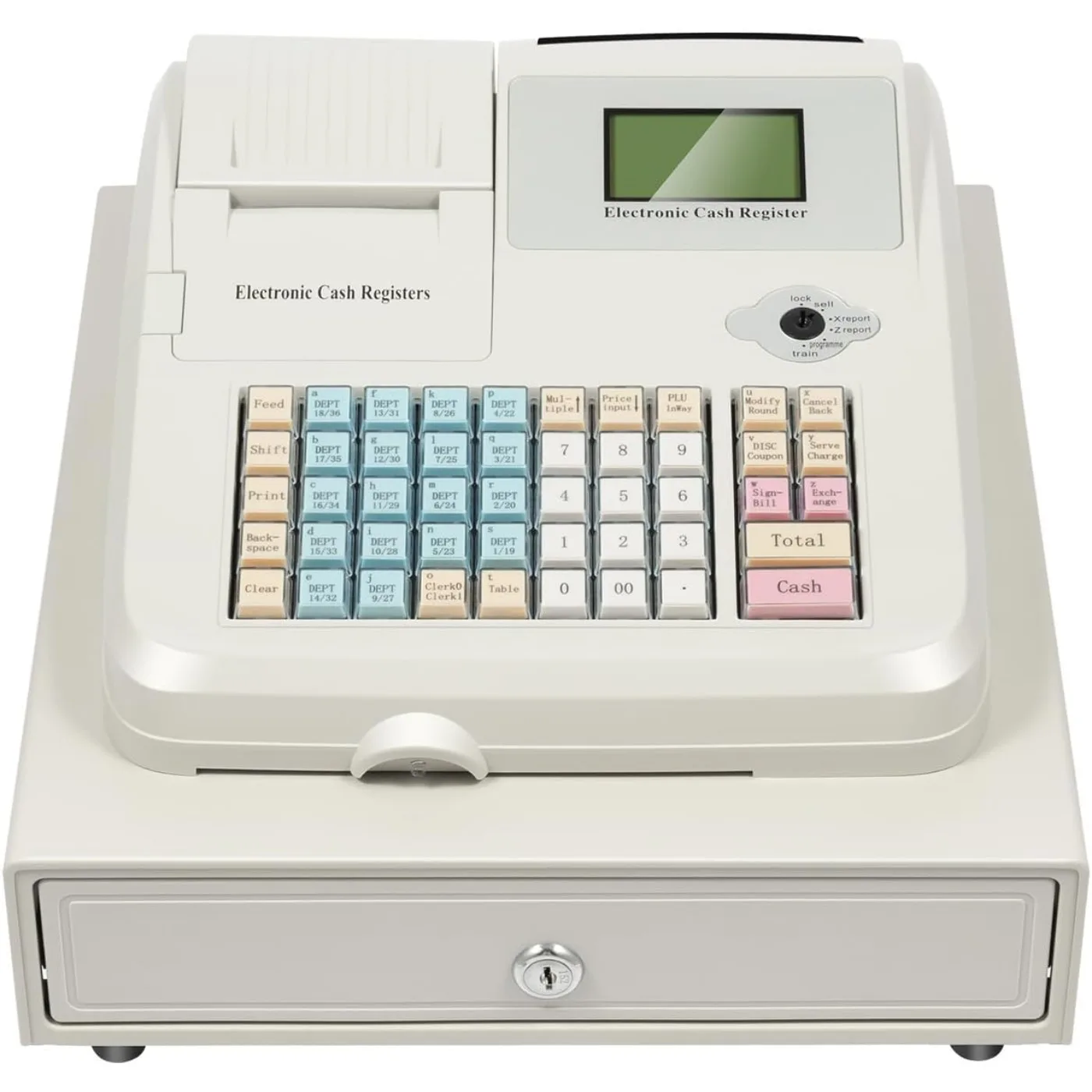 48 Keys Electronic Cash Register, Cash Register with Coin Drawer Box Description POS Bill Coins System for Small Businesses
48 Keys Electronic Cash Register, Cash Register with Coin Drawer Box Description POS Bill Coins System for Small Businesses
