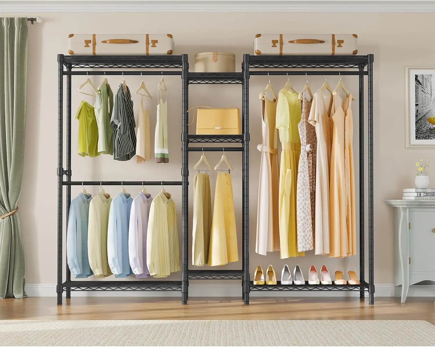 Classic V6 Medium Wire Garment Rack Heavy Duty Clothes Rack for Hanging Clothes,71.2"L x 14.6" W x 76.4" H,Max Load 750lbs,Black
Classic V6 Medium Wire Garment Rack Heavy Duty Clothes Rack for Hanging Clothes,71.2"L x 14.6" W x 76.4" H,Max Load 750lbs,Black