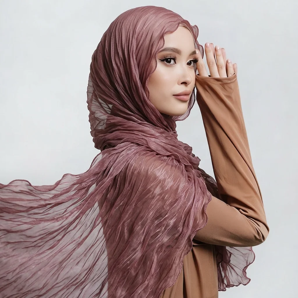 New Muslim Shimmer Veil Pleated Hijab Headscarf Head Wraps Candy Color Women Long Shawl Vintage Fashion Design Scarf Ramadan Eid
New Muslim Shimmer Veil Pleated Hijab Headscarf Head Wraps Candy Color Women Long Shawl Vintage Fashion Design Scarf Ramadan Eid