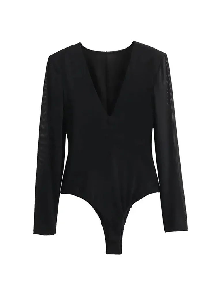 HH TRAF 2024 Spring Women's Sexy Deep V-neck Bodysuit Sheer Patchwork Top Female Long Sleeve Slim Fit Zipper Jumpsuit One Piece
HH TRAF 2024 Spring Women's Sexy Deep V-neck Bodysuit Sheer Patchwork Top Female Long Sleeve Slim Fit Zipper Jumpsuit One Piece