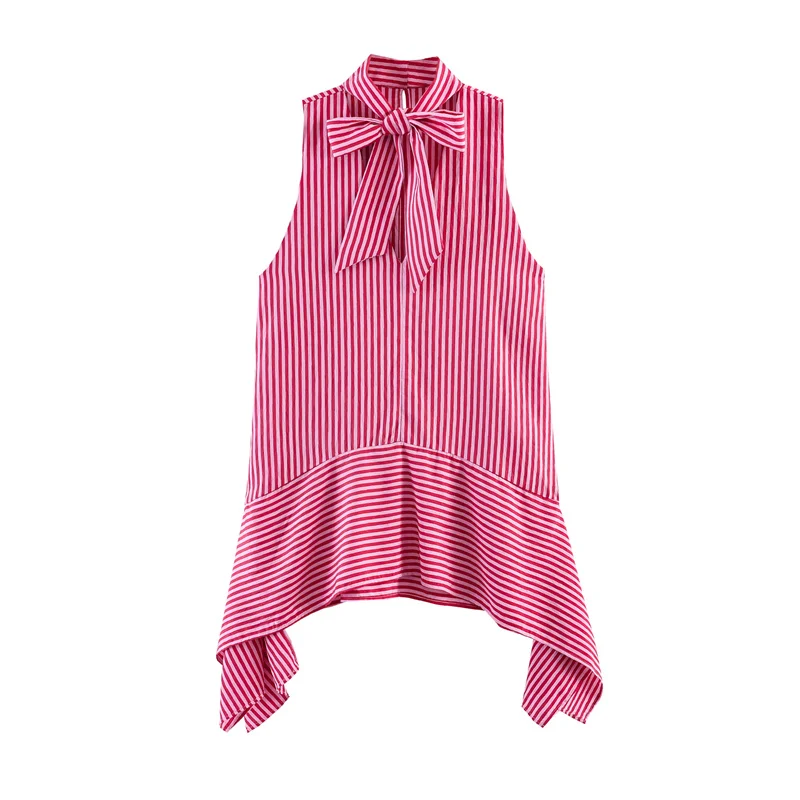 Summer Women's Casual Sleeveless Striped Shirts Top 2026 New Fashion Asymmetric Blouses Top Elegant Women's Shirt
Summer Women's Casual Sleeveless Striped Shirts Top 2026 New Fashion Asymmetric Blouses Top Elegant Women's Shirt