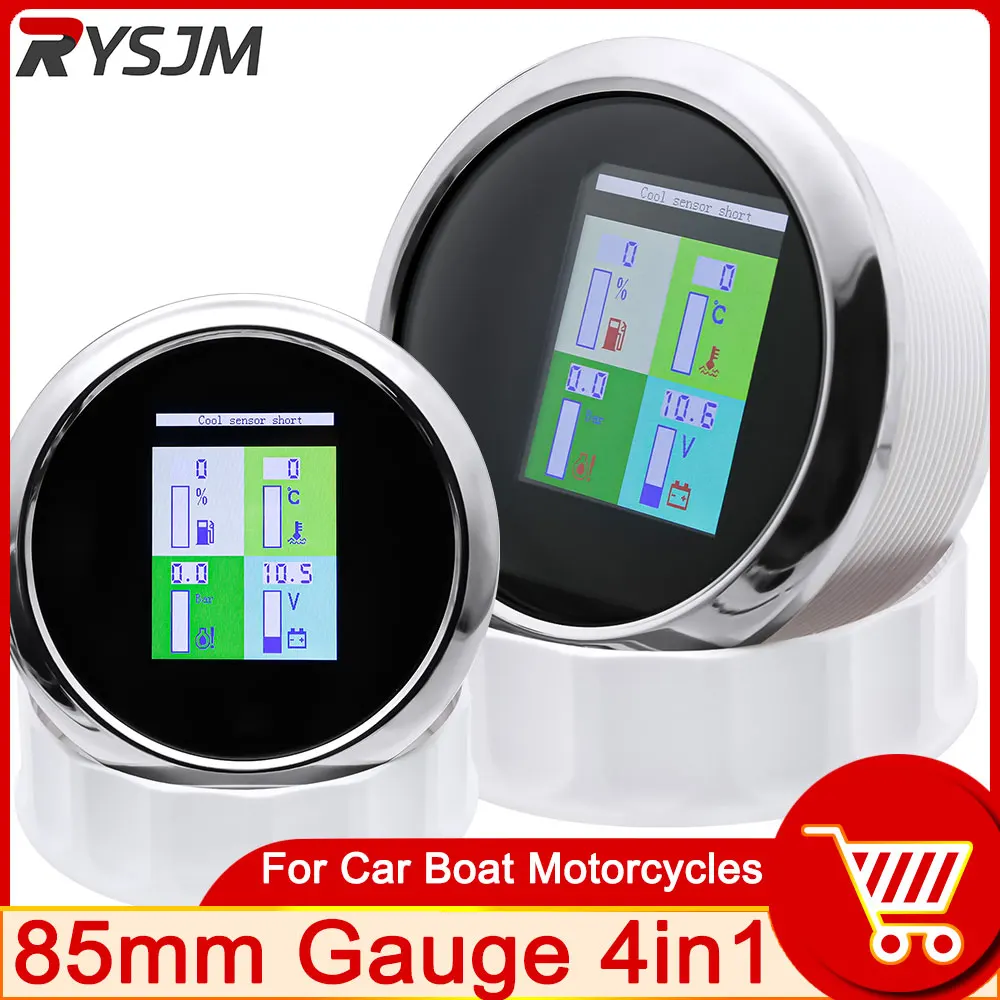 4in1 Multi-function Gauge Digital 85mm Fuel Level Gauge Water Temperature Oil Pressure Gauge Voltage for Boat Car customized
4in1 Multi-function Gauge Digital 85mm Fuel Level Gauge Water Temperature Oil Pressure Gauge Voltage for Boat Car customized