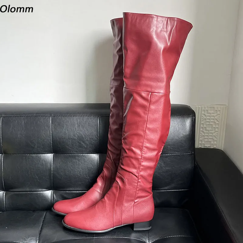 Olomm New Women Winter Over The Knee Boots Faux Leather Chunky Heels Round Toe Beautiful Wine Red Party Shoes Plus US Size 5-20
Olomm New Women Winter Over The Knee Boots Faux Leather Chunky Heels Round Toe Beautiful Wine Red Party Shoes Plus US Size 5-20