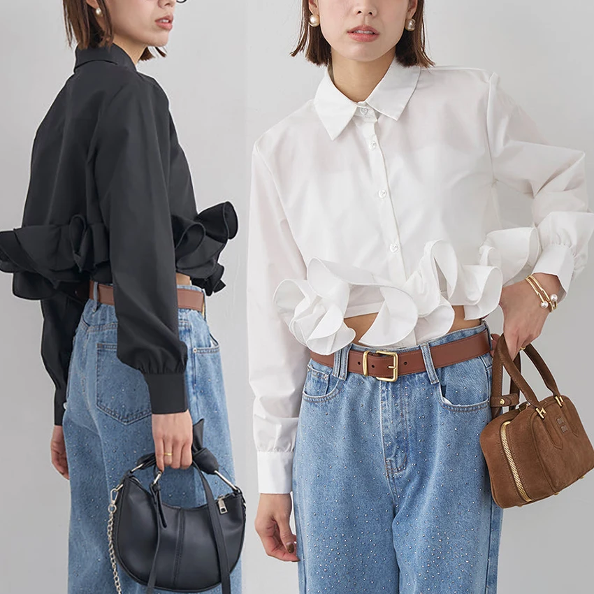 2Colors Autumn Spring 2026 Korean Fashion Irregular Long Sleeve Shirt Slim Ruffle Bottom Blouse Female Outwear tops(AJ1711
2Colors Autumn Spring 2026 Korean Fashion Irregular Long Sleeve Shirt Slim Ruffle Bottom Blouse Female Outwear tops(AJ1711