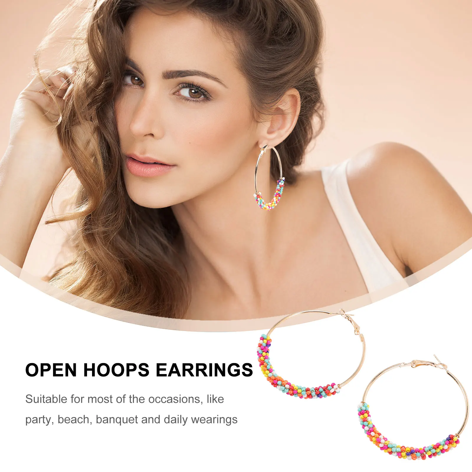 Colorful Bead Earrings Circle Round Earrings Women Boho Dangle Alloys Round Open Circle Accessories Beach Wedding Party 
Colorful Bead Earrings Circle Round Earrings Women Boho Dangle Alloys Round Open Circle Accessories Beach Wedding Party