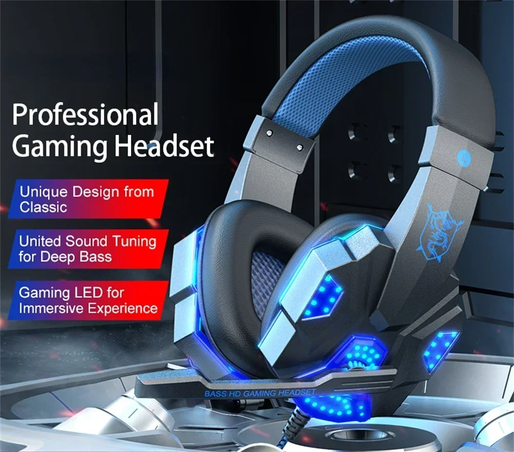 Wired Headset Noise Canceling Stereo Headphones Over Ear Headphones With Cool LED Lighting For Cell Phone Computer Lapto
Wired Headset Noise Canceling Stereo Headphones Over Ear Headphones With Cool LED Lighting For Cell Phone Computer Lapto