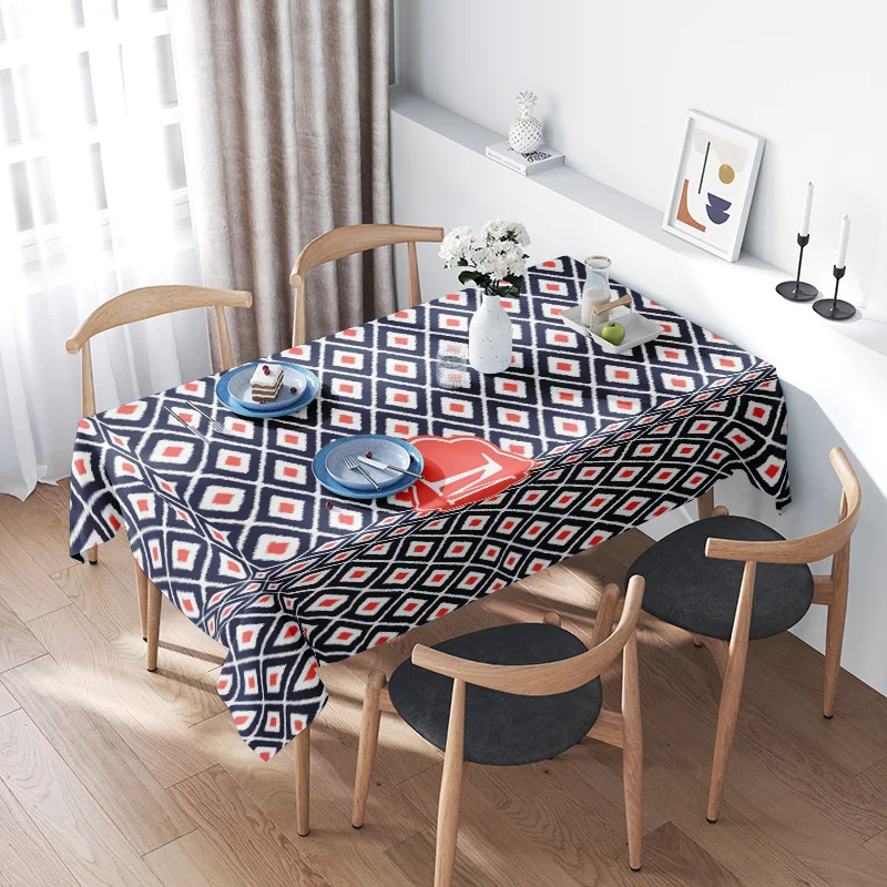 Modern Geometric Print Tablecloth - Blue Red White Floral Design - Versatile for Dining Room Decor - Perfect for Weddings Events
Modern Geometric Print Tablecloth - Blue Red White Floral Design - Versatile for Dining Room Decor - Perfect for Weddings Events