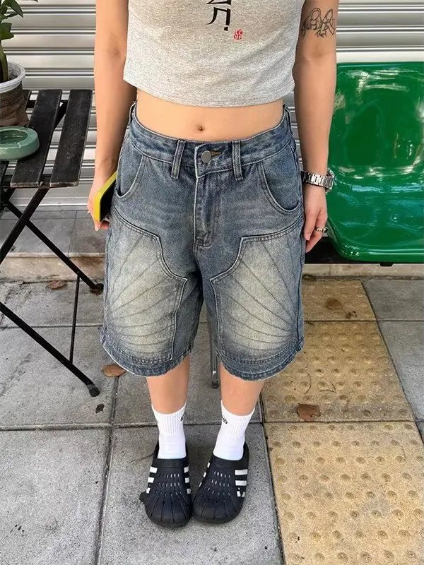 Retro American Denim orts Men Summer Five-Point Loose Straight Leg Waed out Trendy Brand High Street Casual Jeans
Retro American Denim orts Men Summer Five-Point Loose Straight Leg Waed out Trendy Brand High Street Casual Jeans