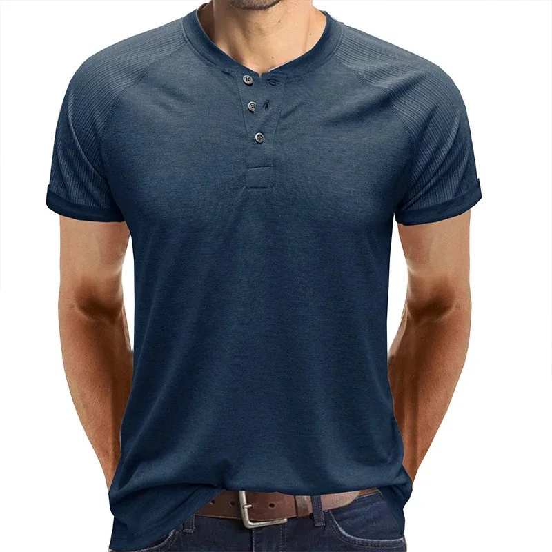 Summer New Basic Casual T-shirts Men Fashion Short Raglan Sleeve TShirts For Beach Style Button Henry Collar Tops Tees Male
Summer New Basic Casual T-shirts Men Fashion Short Raglan Sleeve TShirts For Beach Style Button Henry Collar Tops Tees Male