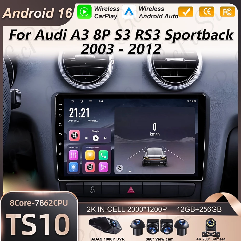 Android 16 Carplay Car Radio For Audi A3 8P S3 RS3 Sportback 2003 -2012 Android Auto GPS Navigation Stereo 2k Screen BT Video 5G
Android 16 Carplay Car Radio For Audi A3 8P S3 RS3 Sportback 2003 -2012 Android Auto GPS Navigation Stereo 2k Screen BT Video 5G