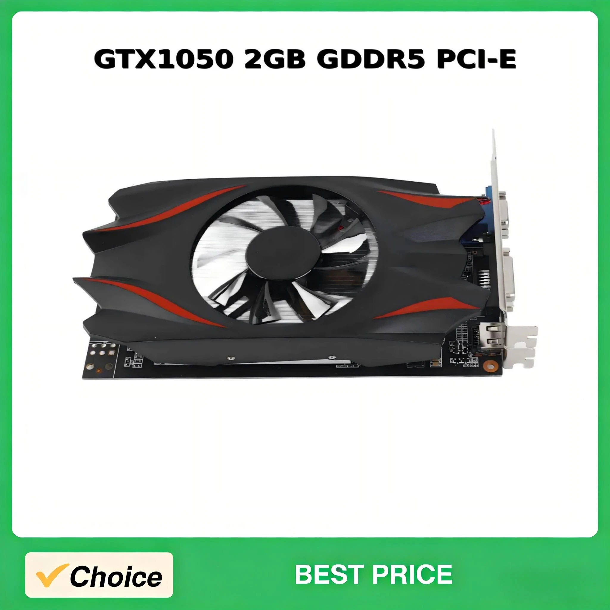 GTX1050 2GB GDDR5 PCI-E Gaming Graphics Card 128bit High Performance GPU Video Card HD Output 5000MHz Desktop Computer Gaming