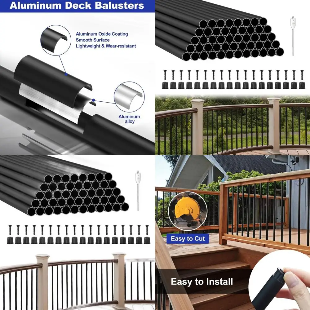36 Aluminum Deck Balusters, 60-Pack with Connectors/Screws, 3/4 Hollow Round for Railing, Black Metal Spindles
36 Aluminum Deck Balusters, 60-Pack with Connectors/Screws, 3/4 Hollow Round for Railing, Black Metal Spindles