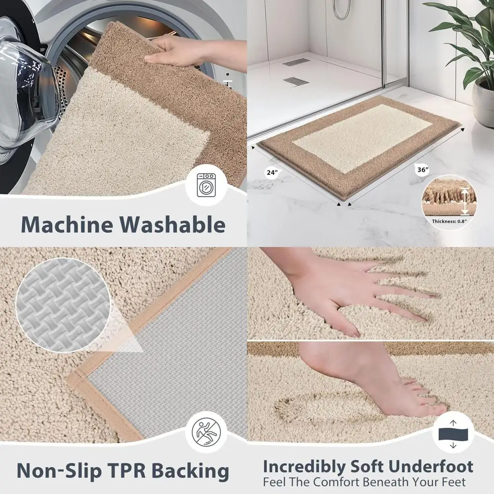 24x36 Soft & Absorbent Non-Slip Bath Mats, Quick-Dry Machine Washable Rugs for Bathroom, Shower, Bathtub, and Sink, Beige & Gray
24x36 Soft & Absorbent Non-Slip Bath Mats, Quick-Dry Machine Washable Rugs for Bathroom, Shower, Bathtub, and Sink, Beige & Gray
