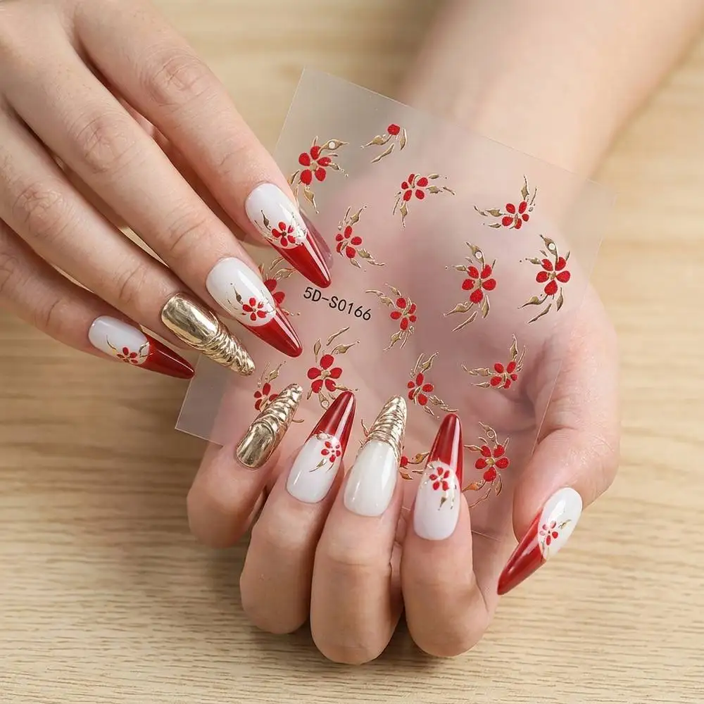 1Pc 3D Gold Foil Red Plum Blossom Nail Art Sticker Red Gold Color Vines Design Nail Decal Elegant Style Party Nail Slider
1Pc 3D Gold Foil Red Plum Blossom Nail Art Sticker Red Gold Color Vines Design Nail Decal Elegant Style Party Nail Slider