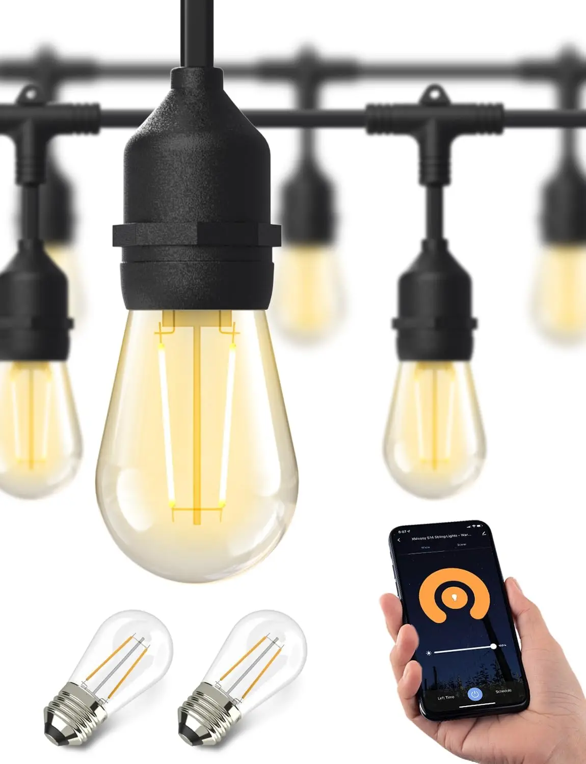Smart Outdoor String Lights, 98Ft LED Patio Lights Waterproof IP65, App Control, Compatible with Alexa, Dimmable Edison Bulbs for Yard Porch Bistro
Smart Outdoor String Lights, 98Ft LED Patio Lights Waterproof IP65, App Control, Compatible with Alexa, Dimmable Edison Bulbs for Yard Porch Bistro