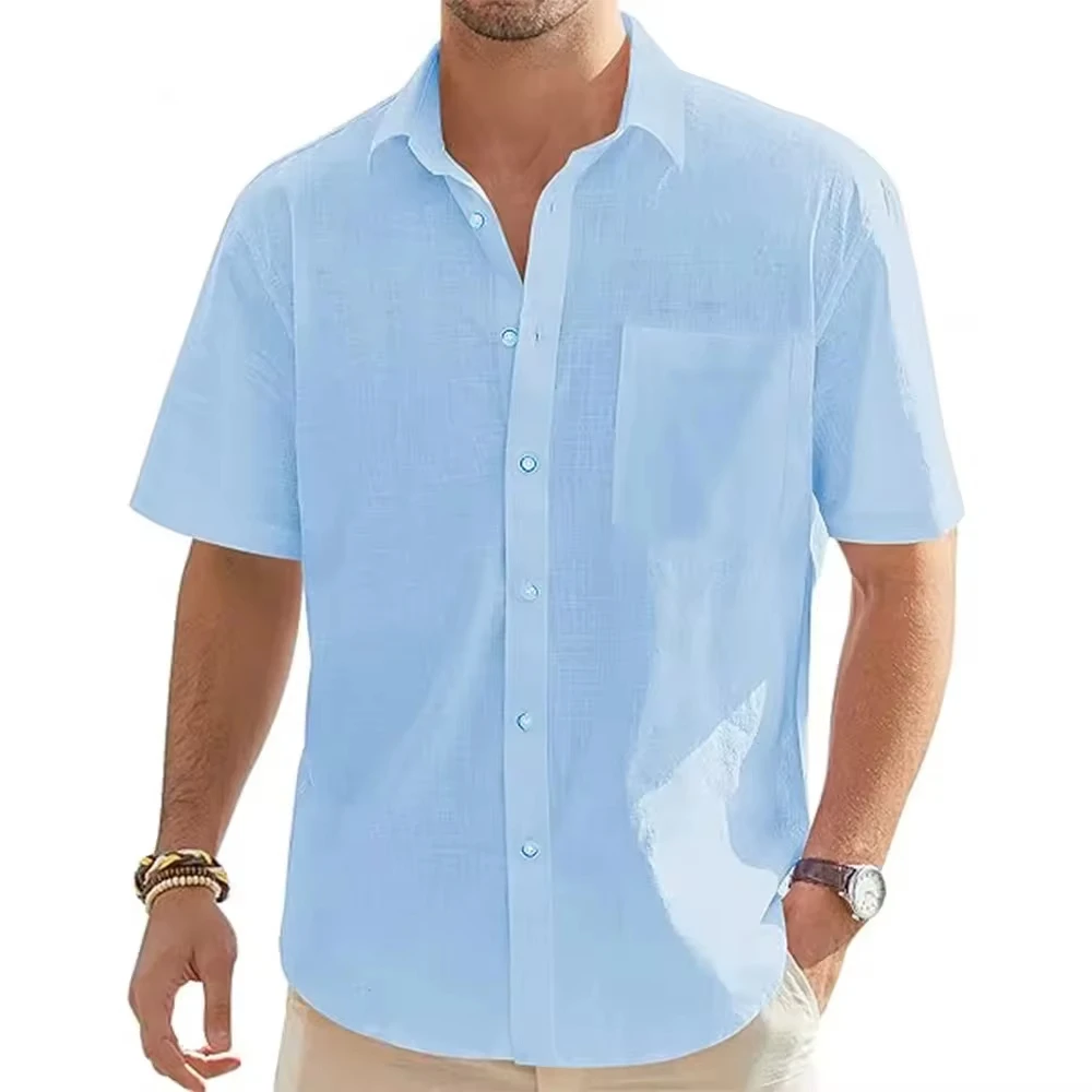 T578 Hot Sale Men Short-Sleeved Shirts Summer Solid Color Stand-Up Collar Casual Beach Style Plus Size
T578 Hot Sale Men Short-Sleeved Shirts Summer Solid Color Stand-Up Collar Casual Beach Style Plus Size
