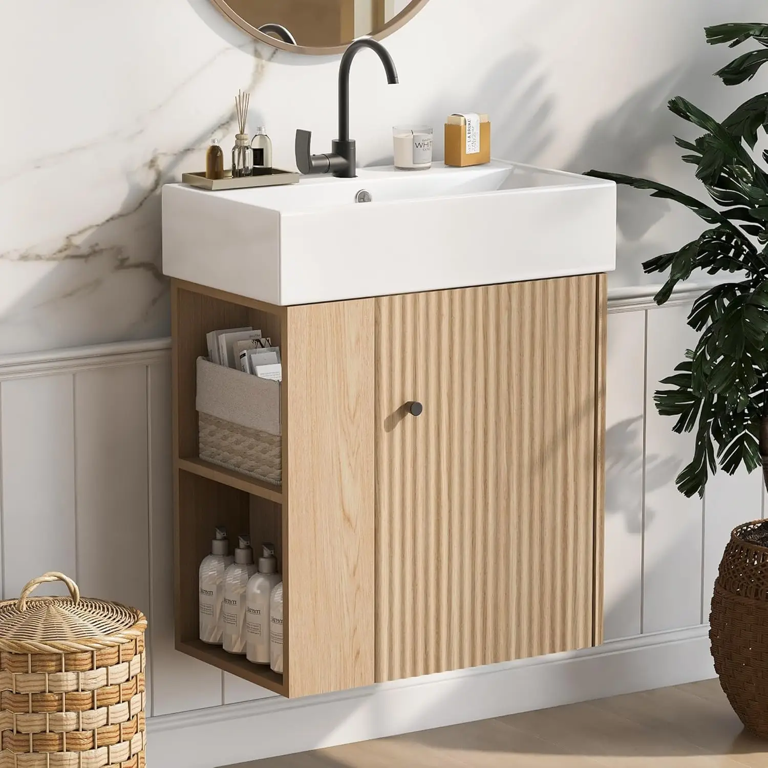 !@Combohome Bathroom Cabinet Ready to Complete 1 Door Small Wall Hanging Floating Bathroom Vanity Cabinet with Sink
!@Combohome Bathroom Cabinet Ready to Complete 1 Door Small Wall Hanging Floating Bathroom Vanity Cabinet with Sink