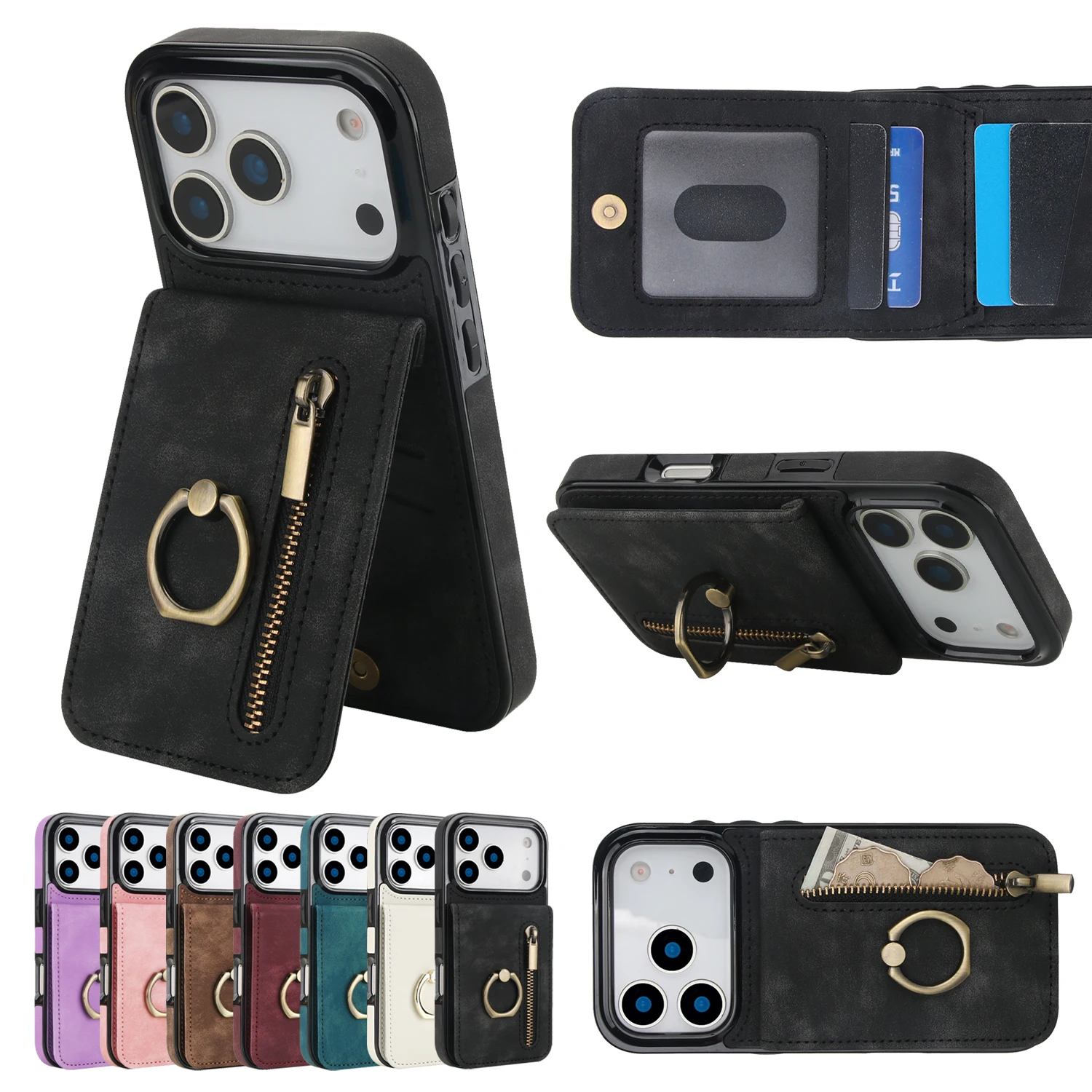 Shockproof Retro Leather Card Holder Wallet Case For iPhone 17 Pro Max 16 15 14 13 12, Zipper Ring Kickstand Phone Cover Funda
Shockproof Retro Leather Card Holder Wallet Case For iPhone 17 Pro Max 16 15 14 13 12, Zipper Ring Kickstand Phone Cover Funda