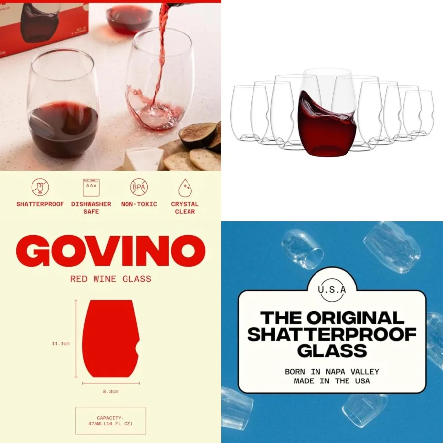 Unbreakable Plastic Wine Glasses - Stemless Shatterproof Tritan Glassware, Fancy Cups That Look Like Glass, 16oz, Set of 8
Unbreakable Plastic Wine Glasses - Stemless Shatterproof Tritan Glassware, Fancy Cups That Look Like Glass, 16oz, Set of 8