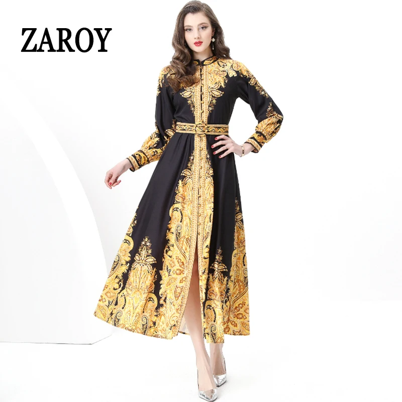 ZAROY Runway Long Dresses Luxury Women Cloting Vintage Baroque Print Long Sleeve Single-breasted A-line Maxi Dress Party Vestido
ZAROY Runway Long Dresses Luxury Women Cloting Vintage Baroque Print Long Sleeve Single-breasted A-line Maxi Dress Party Vestido