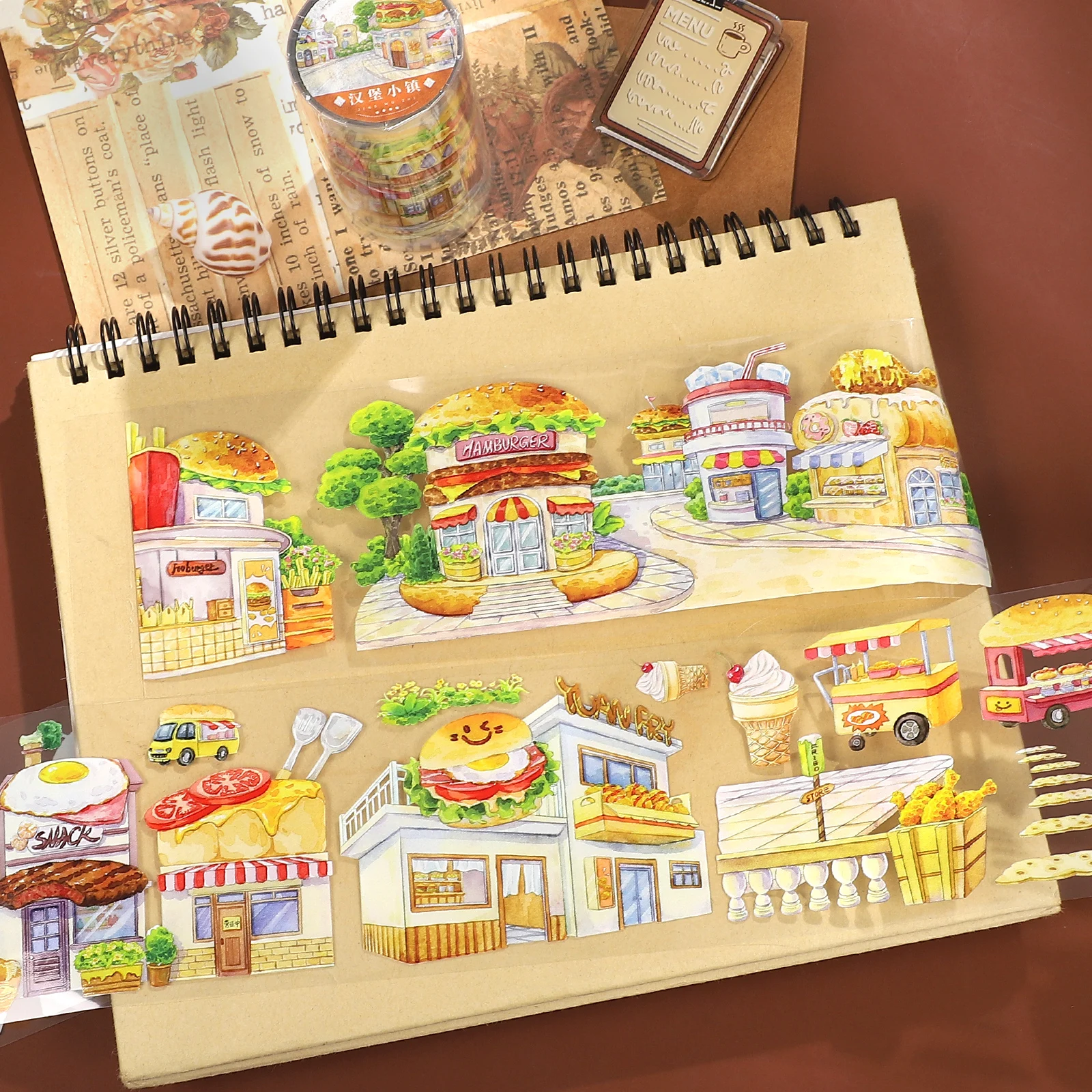 70mm*5m Cute Hamburger Town Street Landscape PET Tape Creative DIY Journal Material Collage Scrapbooking Stationery
70mm*5m Cute Hamburger Town Street Landscape PET Tape Creative DIY Journal Material Collage Scrapbooking Stationery