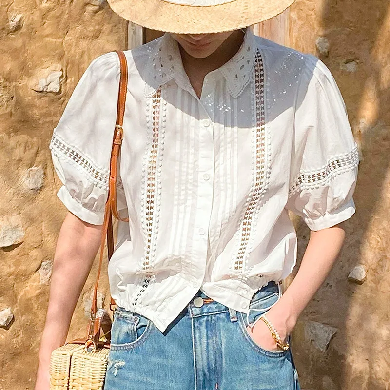 French Style Elegant Striped Blouse Shirt Blue Women White Cotton Lace Chic Hollow Out Sexy Casual Summer Ladies Tops Shirts New
French Style Elegant Striped Blouse Shirt Blue Women White Cotton Lace Chic Hollow Out Sexy Casual Summer Ladies Tops Shirts New
