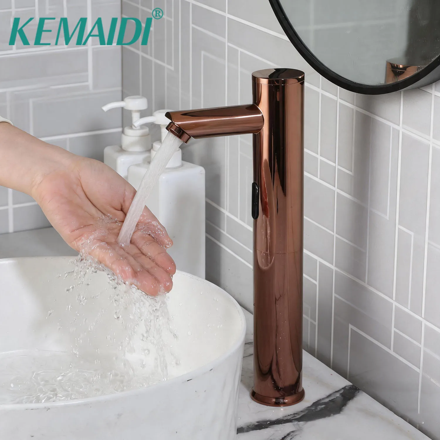 KEMAIDI Touchless Automatic Sensor Bathroom Faucet Rose Gold Vessel Sink Tap Hands-Free Smart Basin Mixer with Infrared Sensor
KEMAIDI Touchless Automatic Sensor Bathroom Faucet Rose Gold Vessel Sink Tap Hands-Free Smart Basin Mixer with Infrared Sensor