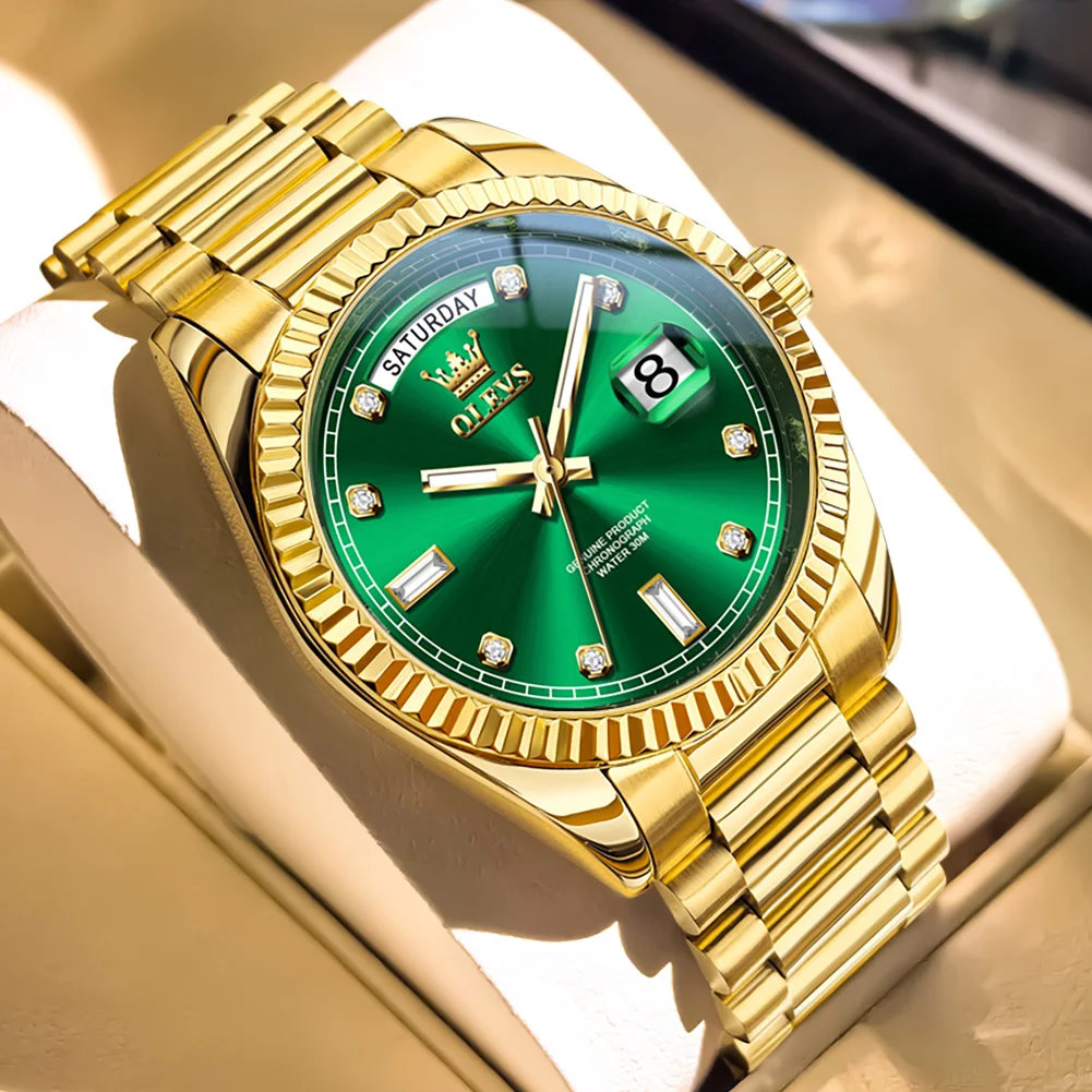 OLEVS Luxury Fashion Men's Watches Gold Green Automatic Mechanical Watch for Man Date Waterproof Original Certification Watch
OLEVS Luxury Fashion Men's Watches Gold Green Automatic Mechanical Watch for Man Date Waterproof Original Certification Watch