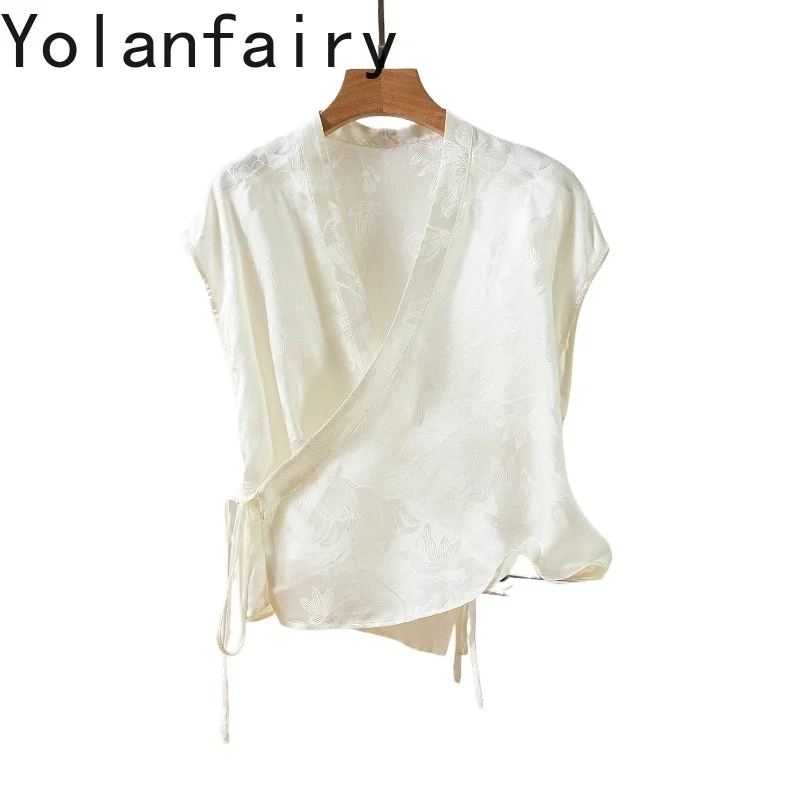 YOLANFAIRY 100% натуральные шелковые рубашки из тутового шелкопряда для женщин, летние модные жаккардовые блузки, элегантные короткие топы, кардиганы на шнуровке
YOLANFAIRY 100% натуральные шелковые рубашки из тутового шелкопряда для женщин, летние модные жаккардовые блузки, элегантные короткие топы, кардиганы на шнуровке