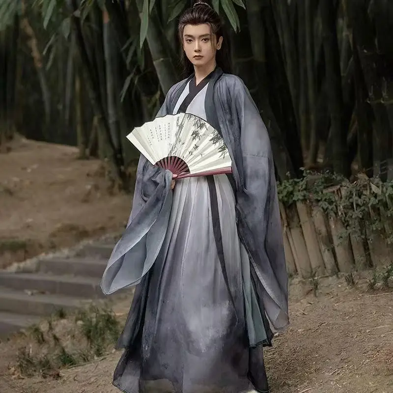 Men's Hanfu Gray Gradient Printing Stage Performance Suits Tradtional Chinese Clothing Wei And JIn Dynasty Outfits Hanfu Male
Men's Hanfu Gray Gradient Printing Stage Performance Suits Tradtional Chinese Clothing Wei And JIn Dynasty Outfits Hanfu Male