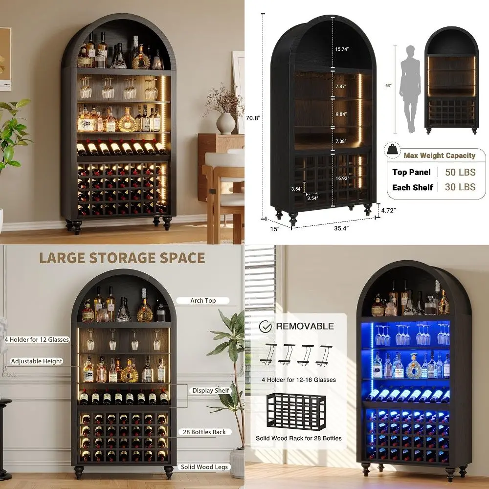 Cabinet with Power Outlets, Modern Coffee Bar Sideboard with LED Light, Farmhouse Liquor Cabinet with Wine Rack, Glass Holder a
Cabinet with Power Outlets, Modern Coffee Bar Sideboard with LED Light, Farmhouse Liquor Cabinet with Wine Rack, Glass Holder a