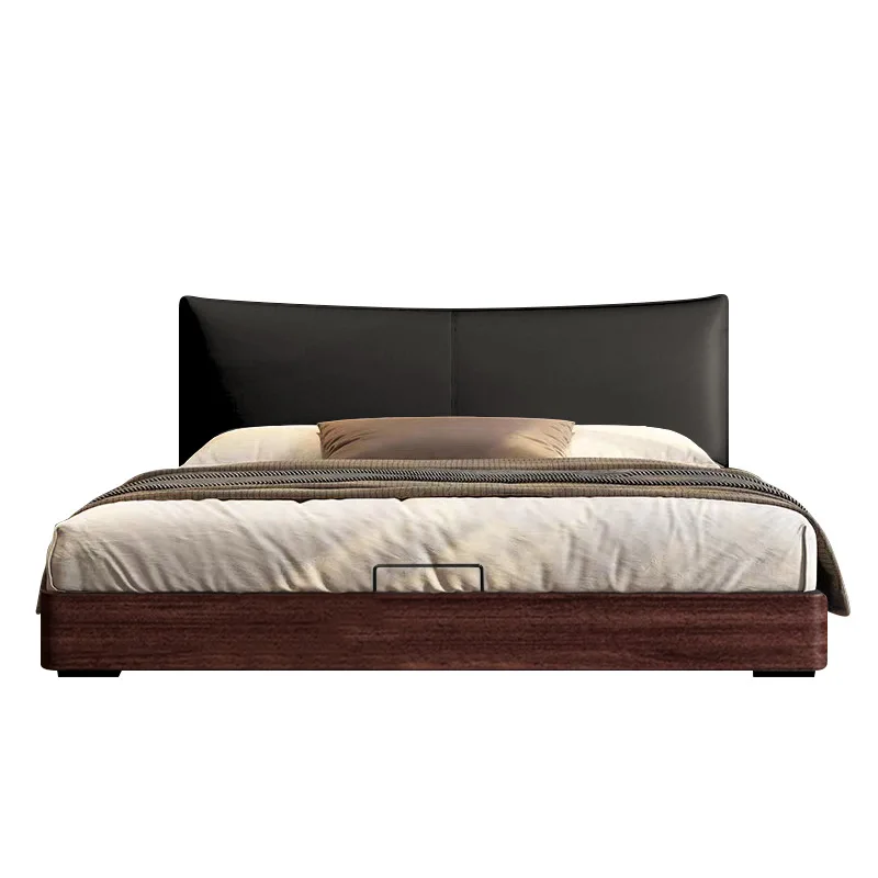 Medieval, retro, leather bed, modern, minimalist, black, tofu block, high-end, atmospheric 
Medieval, retro, leather bed, modern, minimalist, black, tofu block, high-end, atmospheric