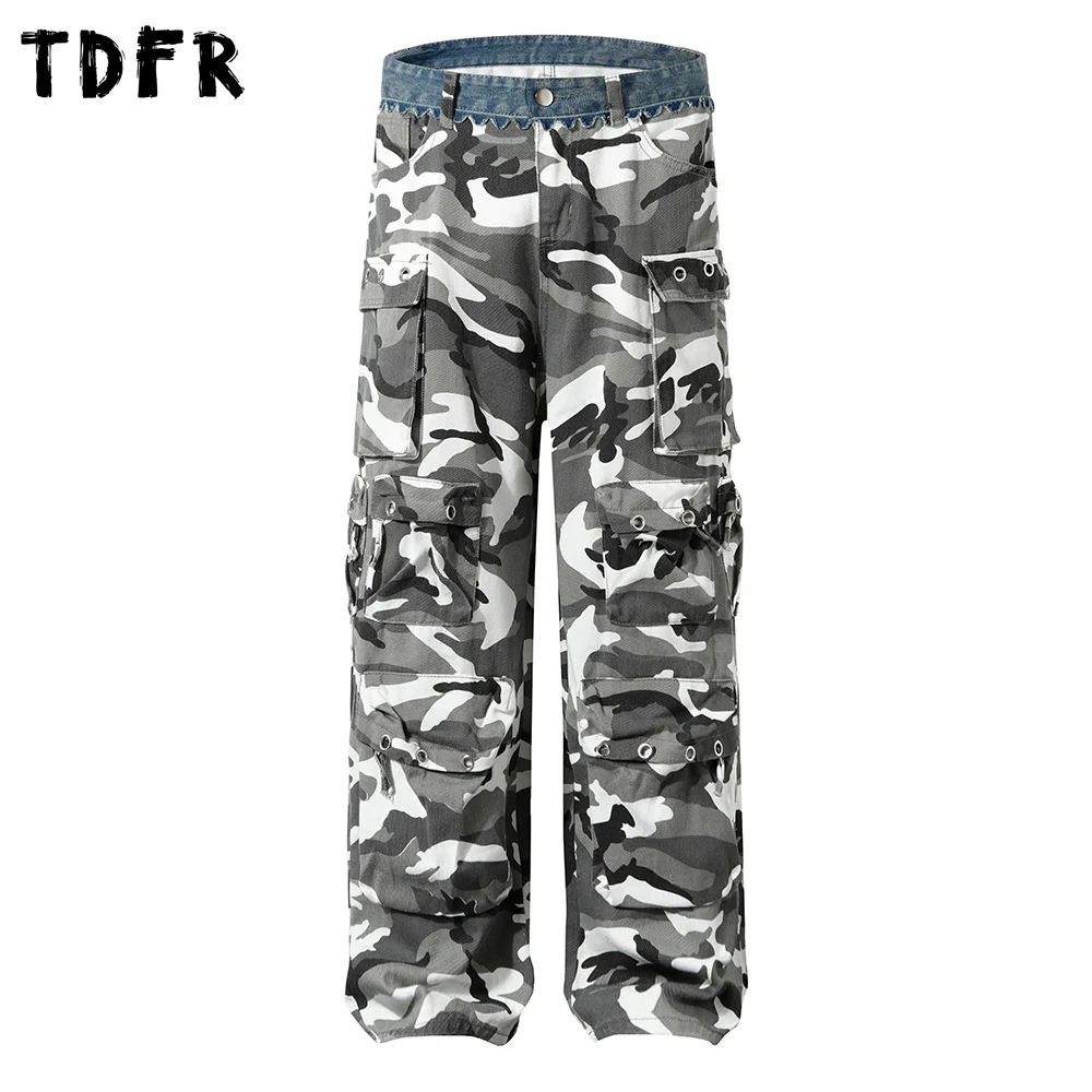 Camouflage Spliced Cargo Pants Mens Multi-Pocket Retro Streetwear Straight Loose Wide leg Trousers Men
Camouflage Spliced Cargo Pants Mens Multi-Pocket Retro Streetwear Straight Loose Wide leg Trousers Men