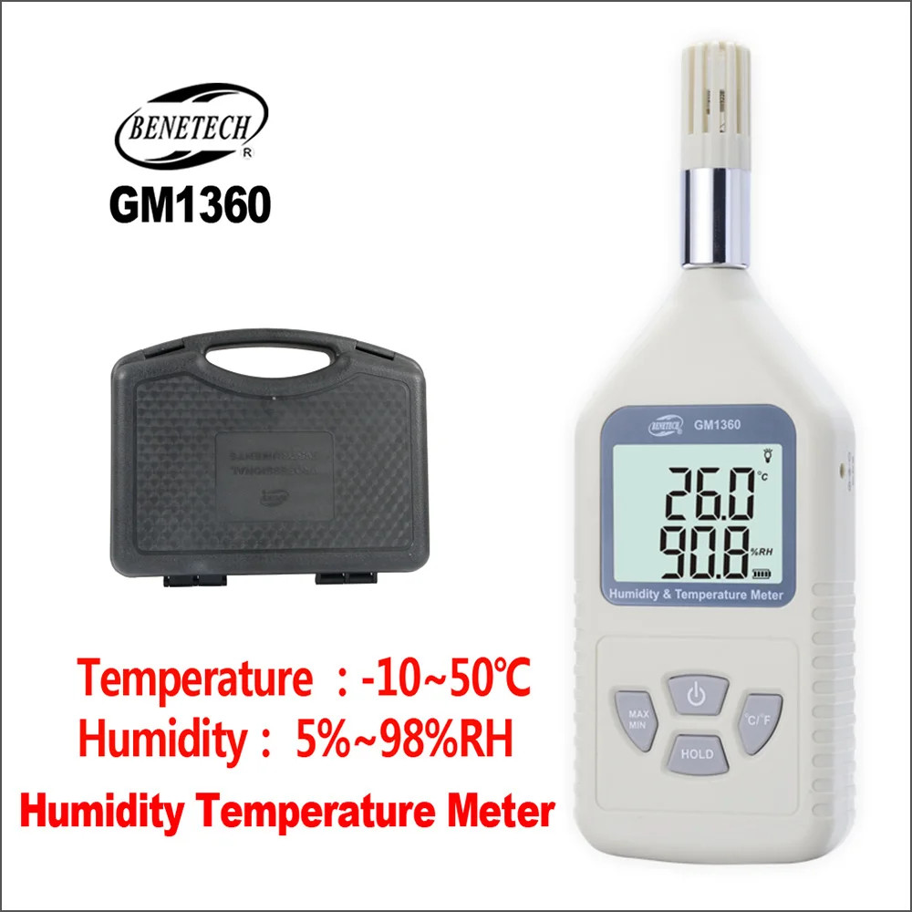 BENETECH Humidity Handheld Digital Professional 5%-99%RH -10-50C Hygrothermograph Hygrometer With Temperature Meter
BENETECH Humidity Handheld Digital Professional 5%-99%RH -10-50C Hygrothermograph Hygrometer With Temperature Meter