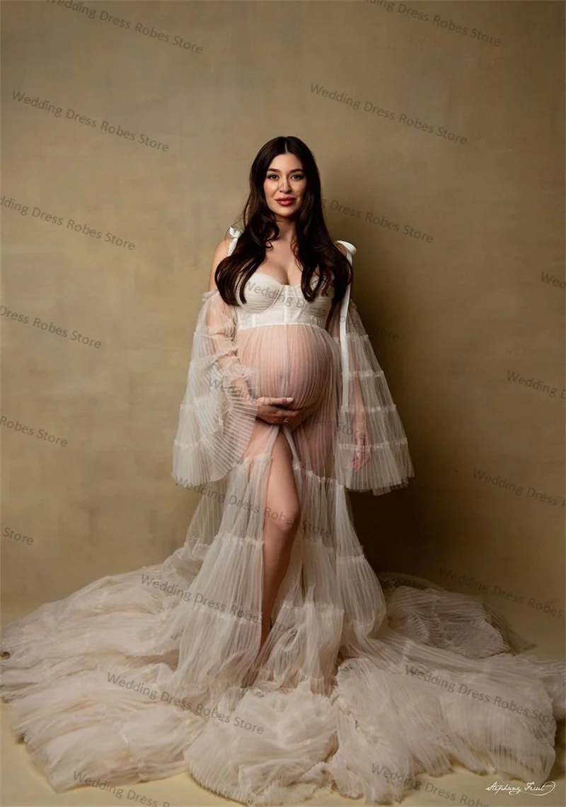 White Women Pregnant Prom Dress Sexy Srap Sweetheart Full Sleeves Bridal Party Robe Evening Gowns Customized For Photo
White Women Pregnant Prom Dress Sexy Srap Sweetheart Full Sleeves Bridal Party Robe Evening Gowns Customized For Photo