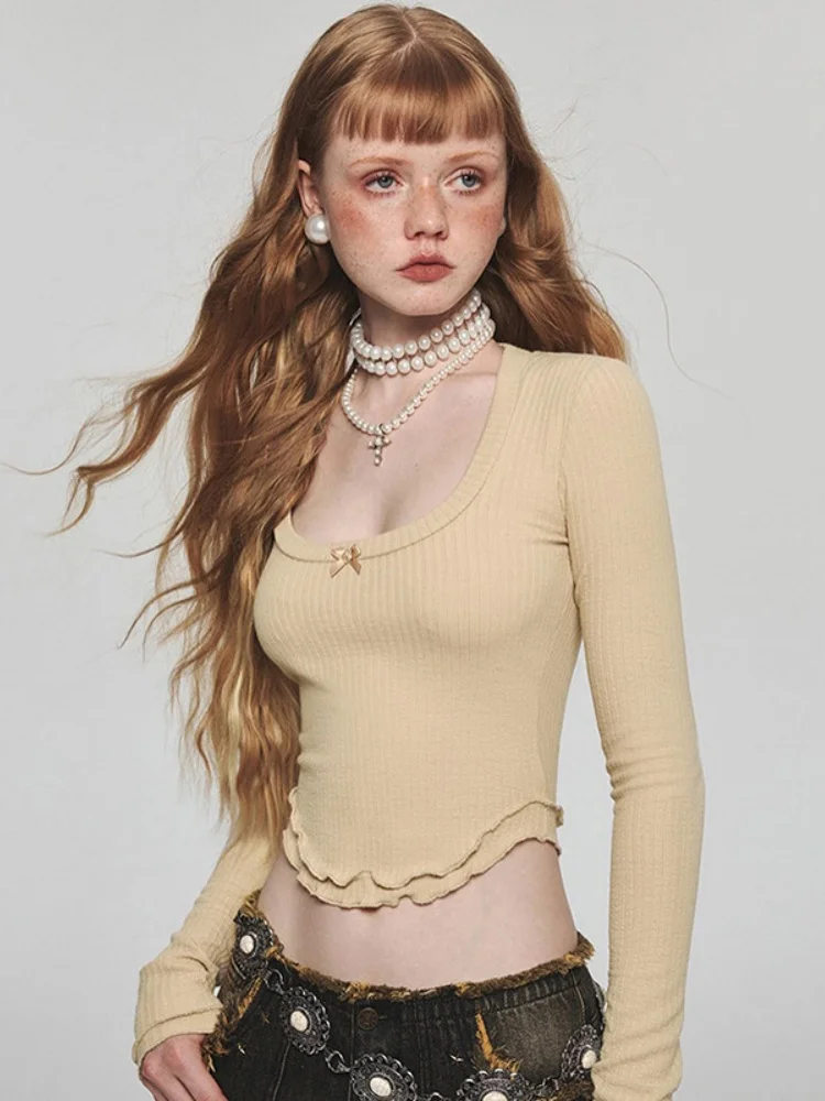 Solid Knitting Short T Shirt Women Square Collar Y2k Top Long Sleeve Aesthetic Clothes Slim Pullover Roupas Femininas Estilosas
Solid Knitting Short T Shirt Women Square Collar Y2k Top Long Sleeve Aesthetic Clothes Slim Pullover Roupas Femininas Estilosas