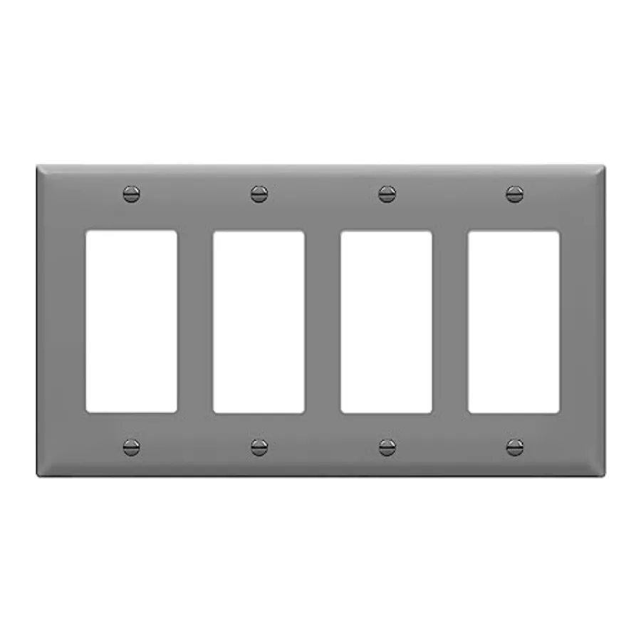 Decorator Wall Plate, Light Switch or Receptacle Outlet Cover, Gloss Finish, Size 4-Gang 4.50" H x 8.19" L, 8834-GY
Decorator Wall Plate, Light Switch or Receptacle Outlet Cover, Gloss Finish, Size 4-Gang 4.50" H x 8.19" L, 8834-GY