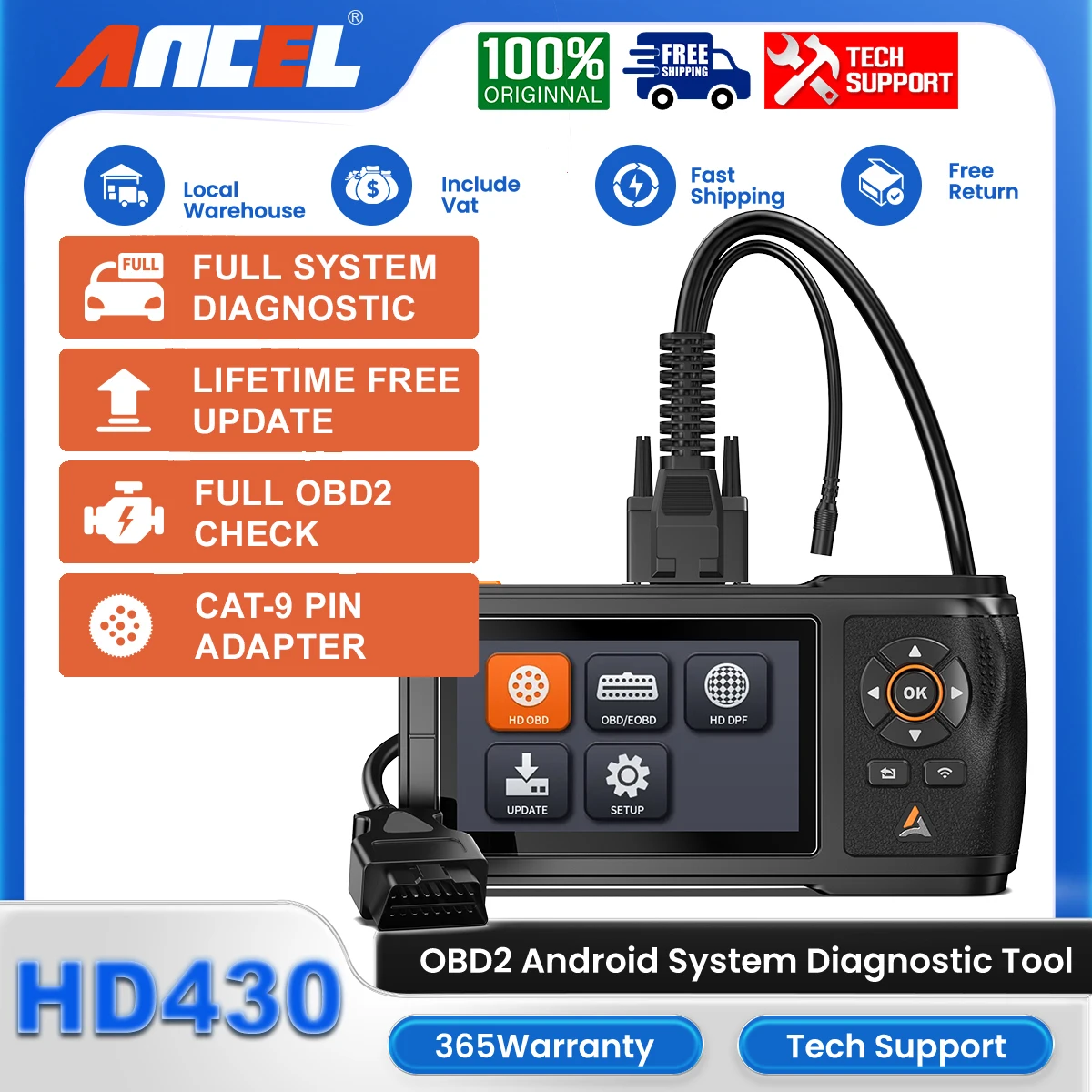 ANCEL HD430 Zware네chtwagenscanner Geforceerde regeneratie voor Caterpillar Engine Волейф DPF Сброс ВСЕ системы Дизельный сканер
ANCEL HD430 Zware네chtwagenscanner Geforceerde regeneratie voor Caterpillar Engine Волейф DPF Сброс ВСЕ системы Дизельный сканер