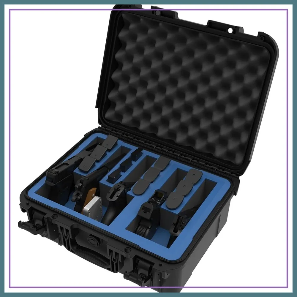 Shockproof Waterproof Hard Shell Gun Case for 5 Pistols & 12 Mags, TSA Approved Travel Case with Desiccant
Shockproof Waterproof Hard Shell Gun Case for 5 Pistols & 12 Mags, TSA Approved Travel Case with Desiccant