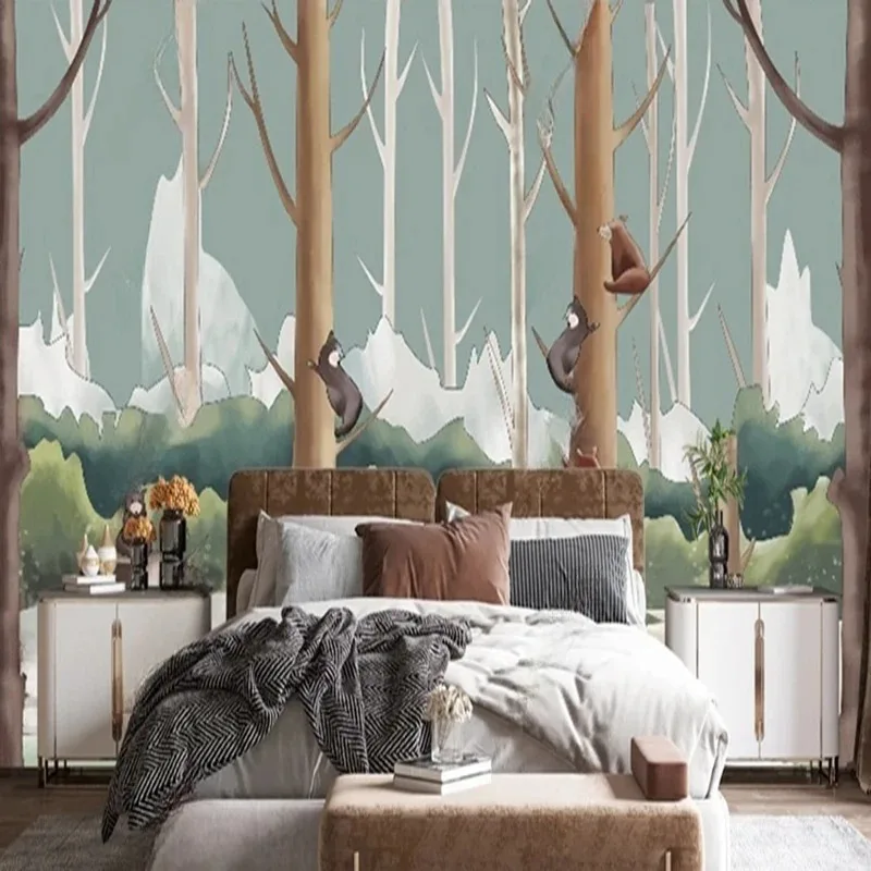 Cartoon Hand-painted Forest Bear Wallpaper Mural for Kids Room Nordic Style Wall Art Painting Children’s Bedroom Background
Cartoon Hand-painted Forest Bear Wallpaper Mural for Kids Room Nordic Style Wall Art Painting Children’s Bedroom Background