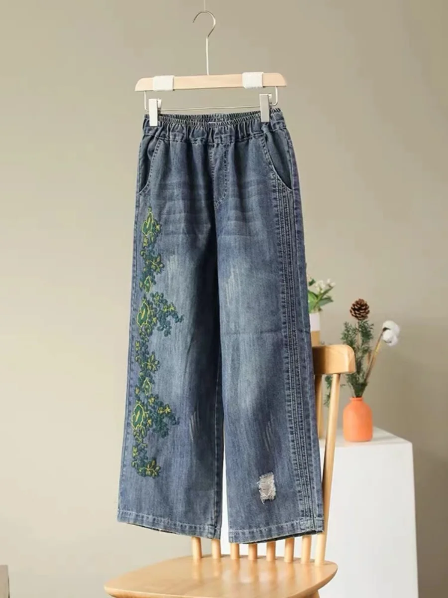 Художественные прямые широкие брюки, женские свободные утягивающие джинсы с вышивкой, универсальные девятисекционные брюки с высокой талией, длинные...
Художественные прямые широкие брюки, женские свободные утягивающие джинсы с вышивкой, универсальные девятисекционные брюки с высокой талией, длинные...