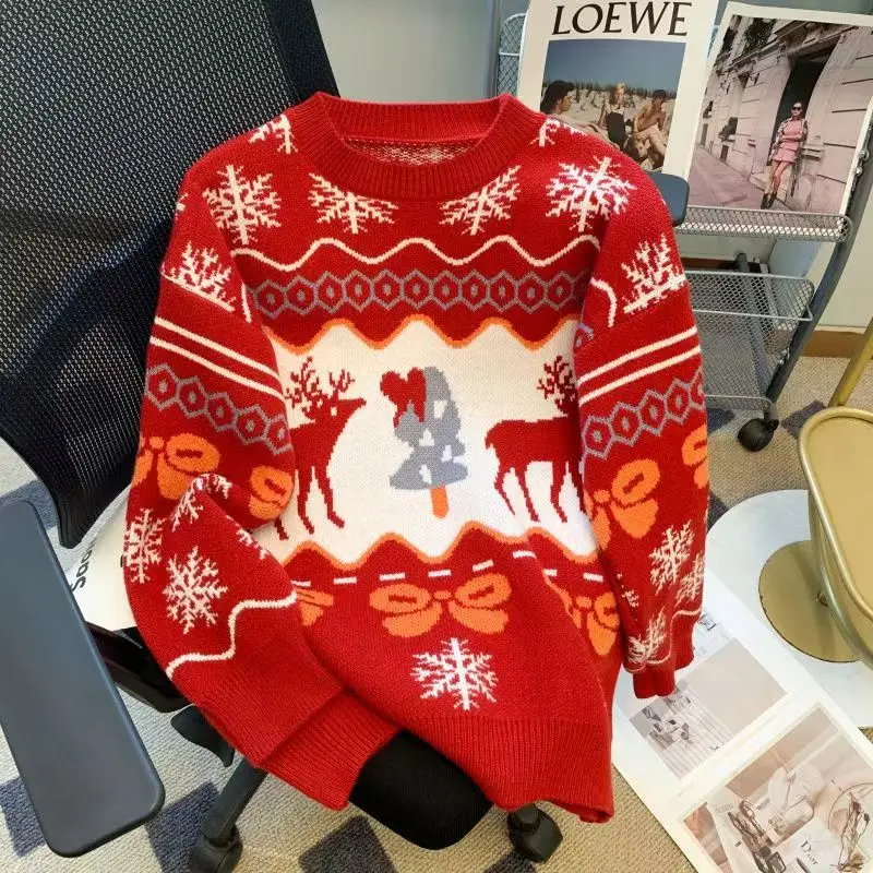 Christmas Snowflake Dear Jacquard Sweater Women Jumper Long Sleeve Knitted Sweater Winter Pullover Tops Korean Fashion Sweaters
Christmas Snowflake Dear Jacquard Sweater Women Jumper Long Sleeve Knitted Sweater Winter Pullover Tops Korean Fashion Sweaters