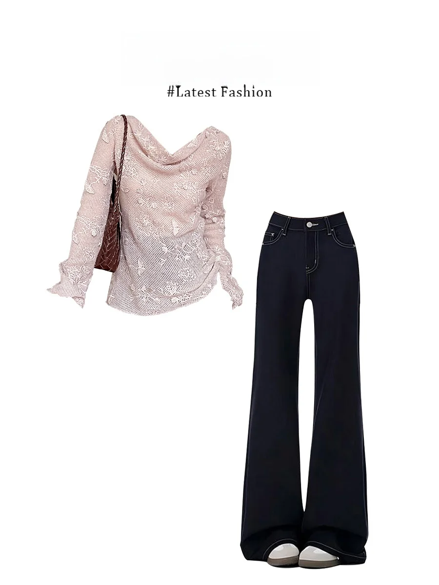 Parkyeon Autumn New Loose Casual Pants Two-Piece Set with Bell Sleeve Knitwear Plant Floral 3D Flower Stand Collar French Style
Parkyeon Autumn New Loose Casual Pants Two-Piece Set with Bell Sleeve Knitwear Plant Floral 3D Flower Stand Collar French Style