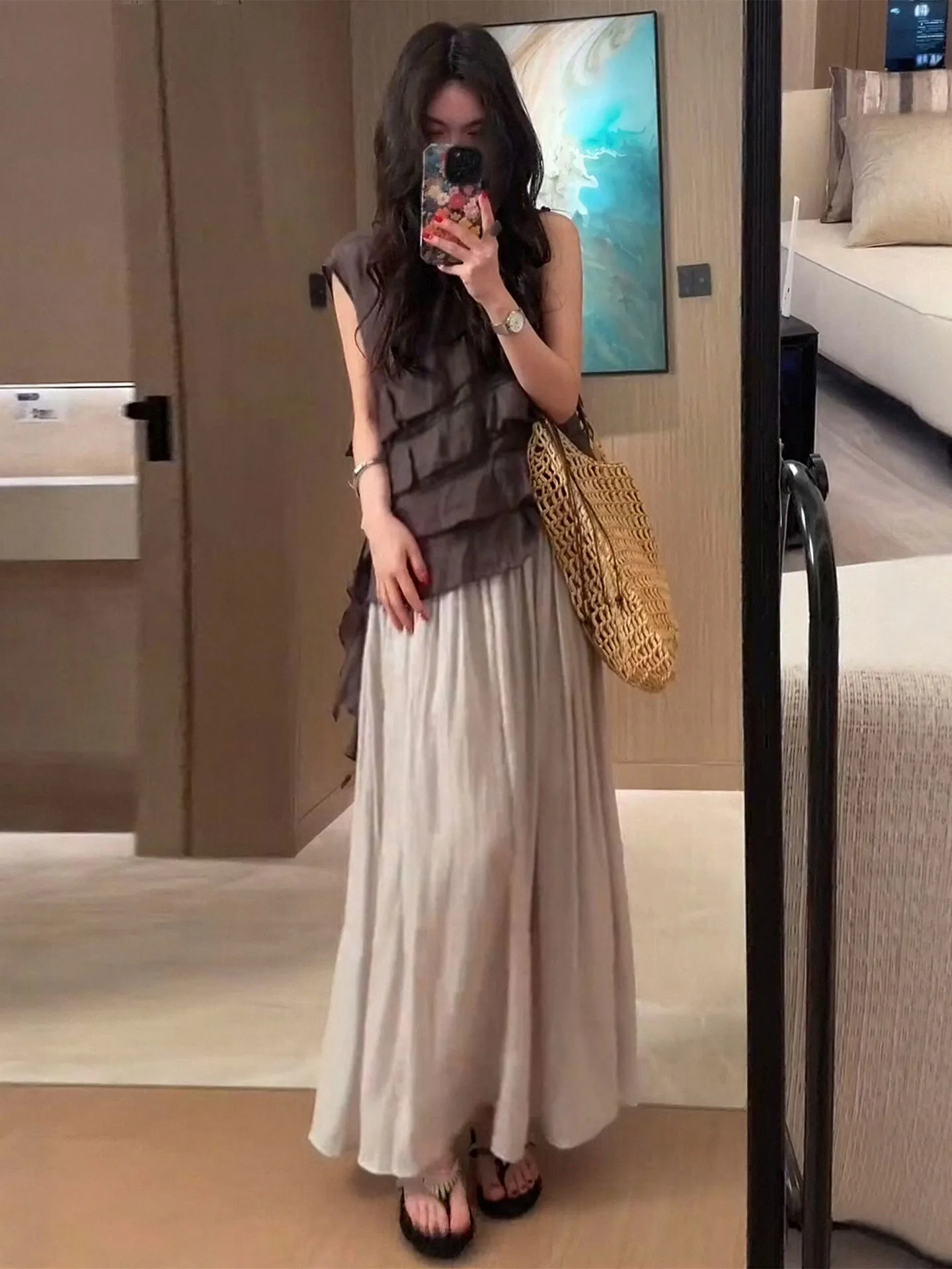 Summer Loose Style Women's Outfit Set Asymmetrical Sleeveless Top And Half Skirt Comfortable Relaxing Feelings plus Size
Summer Loose Style Women's Outfit Set Asymmetrical Sleeveless Top And Half Skirt Comfortable Relaxing Feelings plus Size