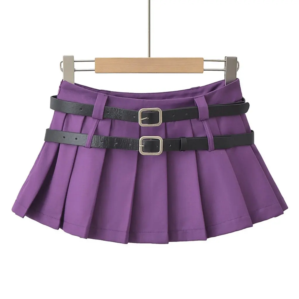 Women's American Academy Style Double Belt Pleated Skirt Low Waist Anti-glare Spice Girl Design Summer Sexy Fashion
Women's American Academy Style Double Belt Pleated Skirt Low Waist Anti-glare Spice Girl Design Summer Sexy Fashion